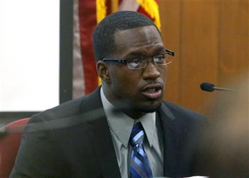 (Jerry Larson/Waco Tribune-Herald via AP). In this photo taken on Thursday, Aug. 20, 2015, Sam Ukwuachu takes the stand during his trial at Waco’s 54th State District Court, in Waco, Texas. The one-time All-American who transferred to play football at ...