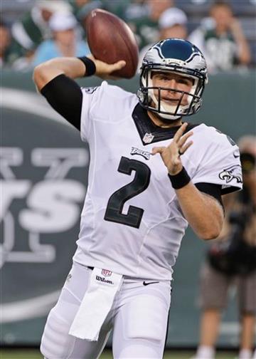 (AP Photo/Peter Morgan). Philadelphia Eagles quarterback Matt Barkley (2) throws a pass during the first half of a preseason NFL football game against the New York Jets Thursday, Sept. 3, 2015  in East Rutherford, N.J.