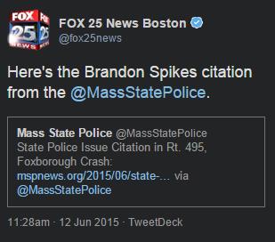 State Police Cite Brandon Spikes