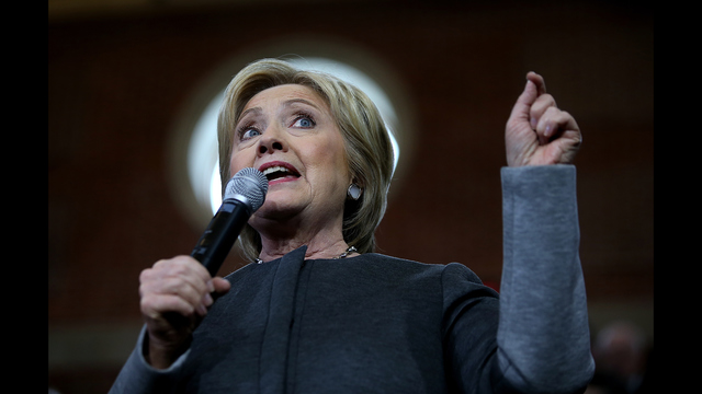 (Justin Sullivan / Getty Images) - Democratic presidential candidate former Secretary of State Hillary Clinton speaks during a 