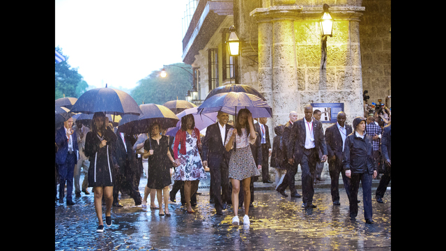 U.S. President Barack Obama, center, with his first lady Michelle Obama, daughters Malia and Sasha and first lady's mother Marian Robinson, in Havana, Cuba. (AP Photo/Pablo Martinez Monsivais)