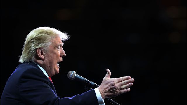 Donald Trump speaks at a rally in Fresno, Calif., on May 27, 2016. (Spencer Platt, Getty Images)