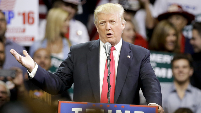 Republican presidential candidate Donald Trump speaks during a rally, Friday, May 27, 2016 in Fresno, Calif. (AP Photo/Chris Carlson)